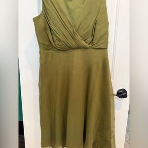 J. Crew Olive Wrap-Front Midi Dress